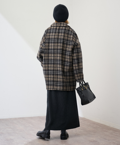 FRAMeWORK(フレームワーク)の「PRIMAチェックコート(ステンカラーコート・レディース・ブラック・36/38)」の18枚目の写真