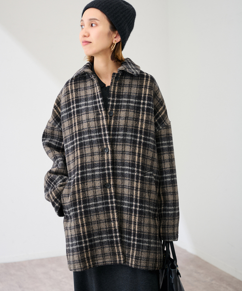 FRAMeWORK(フレームワーク)の「PRIMAチェックコート(ステンカラーコート・レディース・ブラック・36/38)」の20枚目の写真