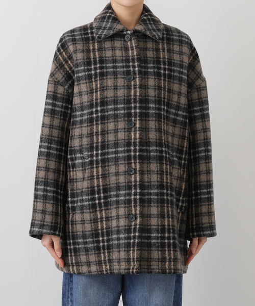 FRAMeWORK(フレームワーク)の「PRIMAチェックコート(ステンカラーコート・レディース・ブラック・36/38)」の5枚目の写真