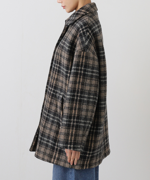 FRAMeWORK(フレームワーク)の「PRIMAチェックコート(ステンカラーコート・レディース・ブラック・36/38)」の6枚目の写真