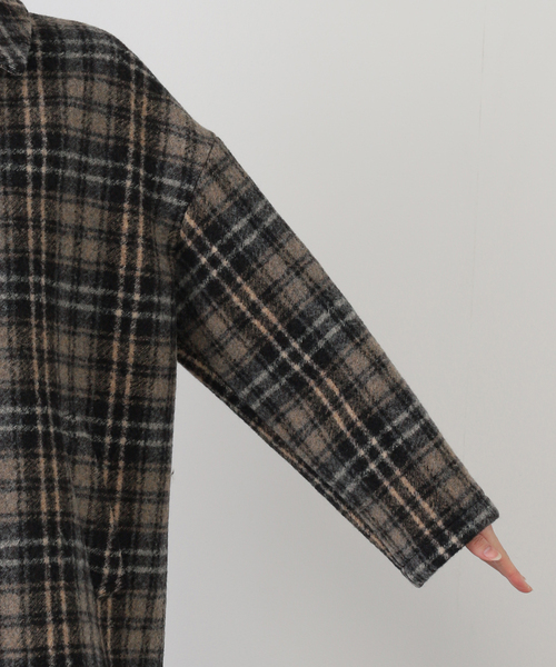 FRAMeWORK(フレームワーク)の「PRIMAチェックコート(ステンカラーコート・レディース・ブラック・36/38)」の8枚目の写真