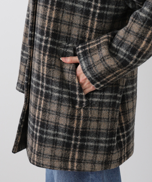 FRAMeWORK(フレームワーク)の「PRIMAチェックコート(ステンカラーコート・レディース・ブラック・36/38)」の9枚目の写真