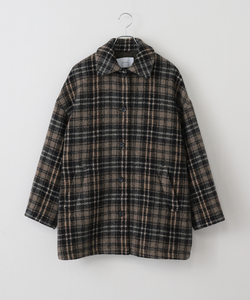 FRAMeWORK(フレームワーク)の「PRIMAチェックコート(ステンカラーコート・レディース・ブラック・36/38)」の14枚目の写真