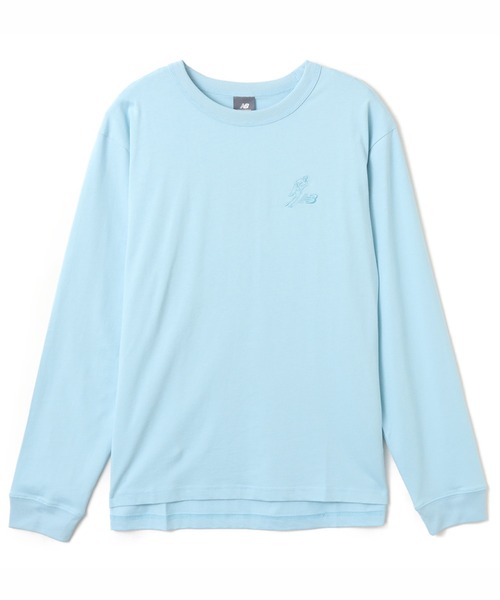 NEW BALANCE(ニューバランス)の「New Balance Shohei Signature Heavy oz LS T-Shirt / ニューバランス オオタニ ショウヘイ シグネチャーヘビーオンスロングスリーブ Tシャツ(Tシャツ/カットソー・メンズ・ライトブルー/ブラック/ホワイト・M/L/XL/S)」の1枚目の写真