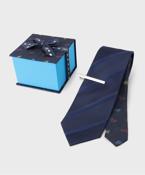 TAKEO KIKUCHI(タケオキクチ)の「【BOXセット】クラシックシャドーストライプ ネクタイ&タイバー(ネクタイ・メンズ・ネイビー/グリーン/ボルドー・00)」の2枚目の写真