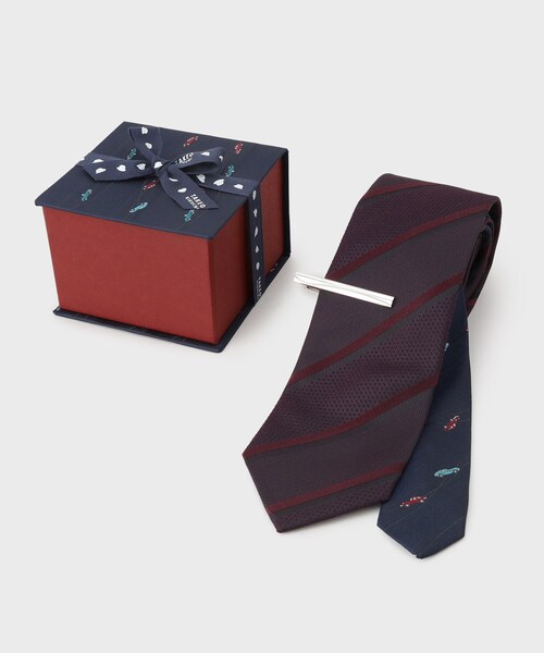 TAKEO KIKUCHI(タケオキクチ)の「【BOXセット】クラシックシャドーストライプ ネクタイ&タイバー(ネクタイ・メンズ・ネイビー/グリーン/ボルドー・00)」の3枚目の写真