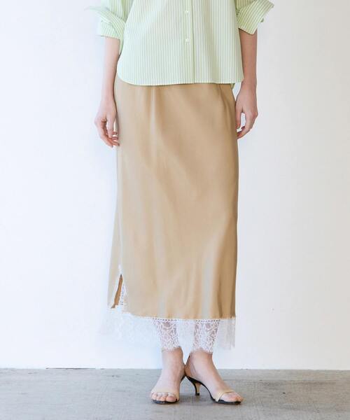 martinique（マルティニーク）の「リバーレースバイヤススカート（スカート・レディース・キャメル/ブラック・FREE）」の3枚目の写真