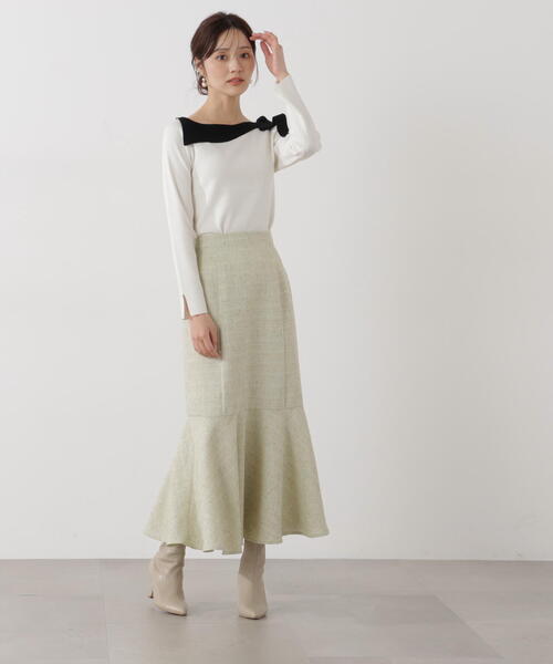 PROPORTION BODY DRESSING(プロポーションボディドレッシング)の「スプリングツイードマーメイドスカート / 1216120102(スカート・レディース・イエロー/ブラック・P/S/MEDIUM)」の4枚目の写真