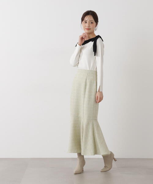 PROPORTION BODY DRESSING(プロポーションボディドレッシング)の「スプリングツイードマーメイドスカート / 1216120102(スカート・レディース・イエロー/ブラック・P/S/MEDIUM)」の6枚目の写真