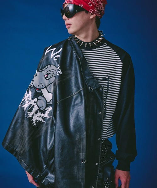 GALFY(ガルフィー)の「GALFY-バチバチピアスPUコーチ(その他アウター・メンズ・カーキ/ブラウン/ブラック・L/XL)」の1枚目の写真