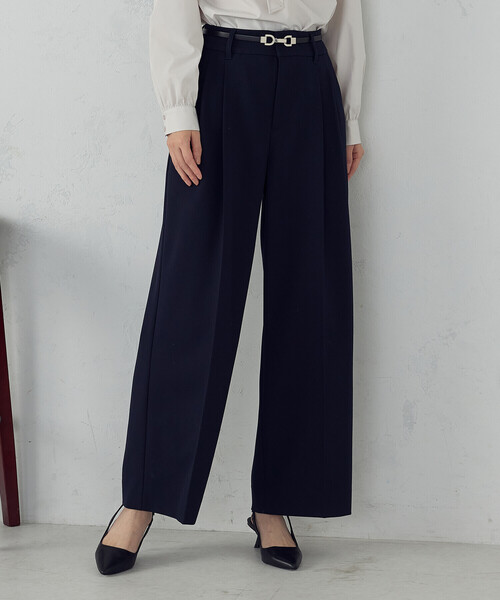 COMME CA ISM(コムサイズム)の「ストレッチツイル 2タックワイドパンツ / セットアップ対応(その他パンツ・レディース・ネイビー/ブラック・SMALL/MEDIUM/LARGE/X-LARGE)」の2枚目の写真