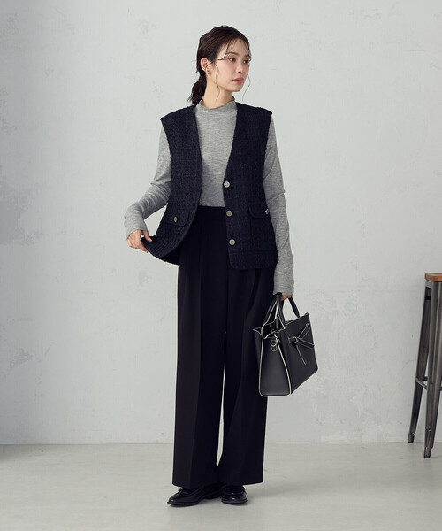 COMME CA ISM(コムサイズム)の「ストレッチツイル 2タックワイドパンツ / セットアップ対応(その他パンツ・レディース・ネイビー/ブラック・SMALL/MEDIUM/LARGE/X-LARGE)」の3枚目の写真
