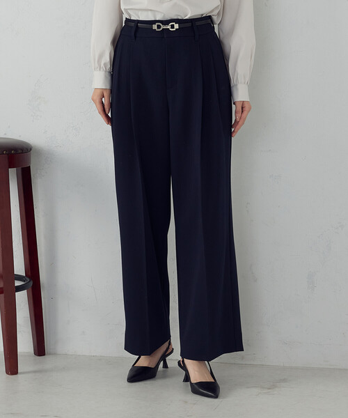 COMME CA ISM(コムサイズム)の「ストレッチツイル 2タックワイドパンツ / セットアップ対応(その他パンツ・レディース・ネイビー/ブラック・SMALL/MEDIUM/LARGE/X-LARGE)」の10枚目の写真