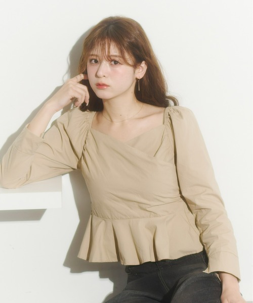 Olu.（オルドット）の「カシュクールシャツブラウス（シャツ/ブラウス・レディース・ピンク/キャメル/ネイビー・FREE）」の2枚目の写真