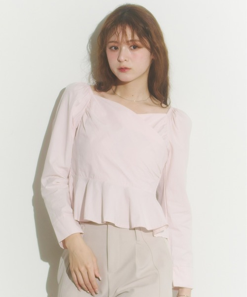 Olu.（オルドット）の「カシュクールシャツブラウス（シャツ/ブラウス・レディース・ピンク/キャメル/ネイビー・FREE）」の3枚目の写真