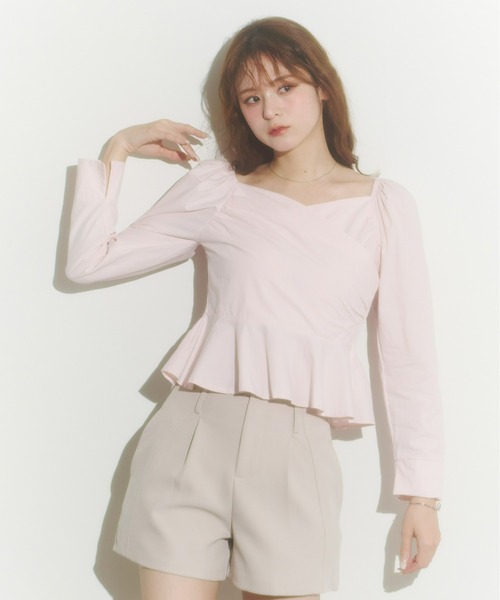 Olu.（オルドット）の「カシュクールシャツブラウス（シャツ/ブラウス・レディース・ピンク/キャメル/ネイビー・FREE）」の4枚目の写真