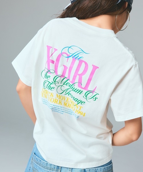 X-girl(エックスガール)の「COLORFUL LOGO S/S TEE(Tシャツ/カットソー・レディース・ブルー/ブラック/ホワイト・S/M/L)」の2枚目の写真