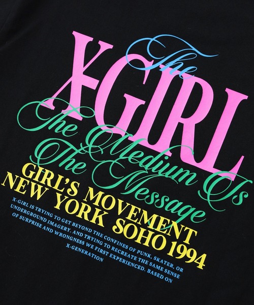 X-girl(エックスガール)の「COLORFUL LOGO S/S TEE(Tシャツ/カットソー・レディース・ブルー/ブラック/ホワイト・S/M/L)」の10枚目の写真