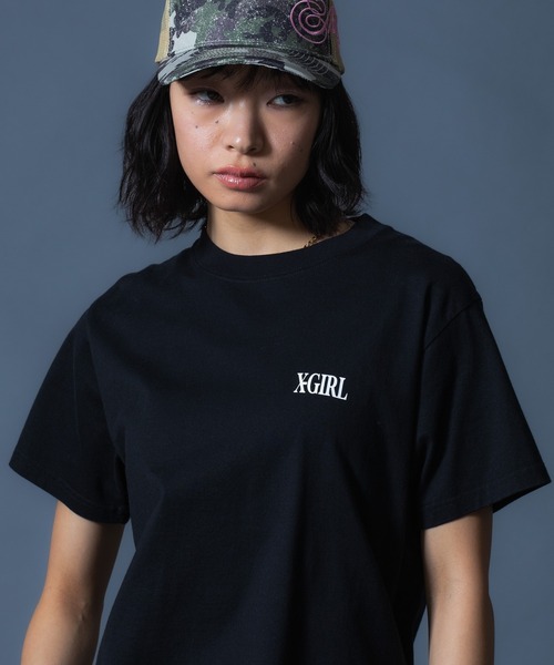 X-girl(エックスガール)の「COLORFUL LOGO S/S TEE(Tシャツ/カットソー・レディース・ブルー/ブラック/ホワイト・S/M/L)」の13枚目の写真