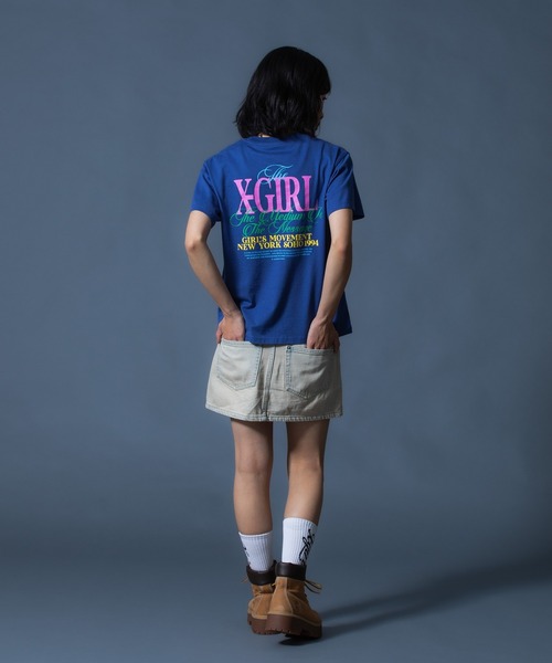 X-girl(エックスガール)の「COLORFUL LOGO S/S TEE(Tシャツ/カットソー・レディース・ブルー/ブラック/ホワイト・S/M/L)」の14枚目の写真