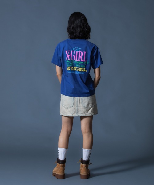 X-girl(エックスガール)の「COLORFUL LOGO S/S TEE(Tシャツ/カットソー・レディース・ブルー/ブラック/ホワイト・S/M/L)」の15枚目の写真