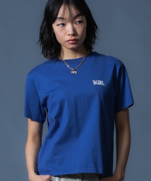 X-girl(エックスガール)の「COLORFUL LOGO S/S TEE(Tシャツ/カットソー・レディース・ブルー/ブラック/ホワイト・S/M/L)」の22枚目の写真