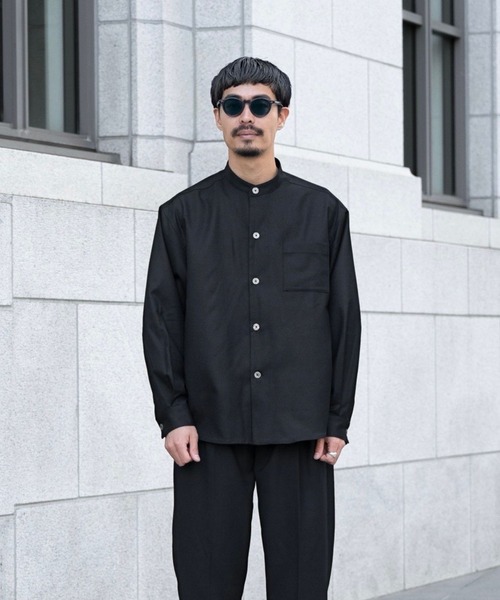 Blank Product.(ブランクプロダクト)の「【TENON】SUPER 120`s BAND COLLAR SHIRT(シャツ/ブラウス・メンズ・チャコールグレー/ブラック・LARGE/MEDIUM)」の2枚目の写真