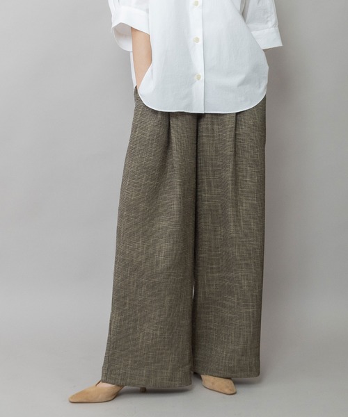 Munich（ミューニック）の「【吸水・速乾性】ポリエステルレーヨンカラミ織りワイドパンツ（その他パンツ・レディース・ブラック/ベージュ/ブラウン・S/M）」の4枚目の写真