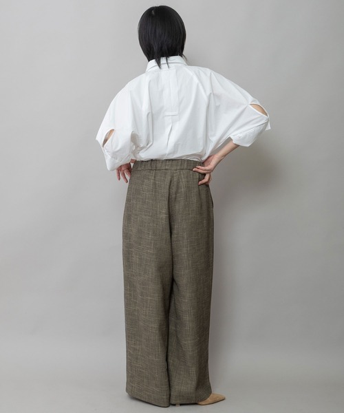 Munich（ミューニック）の「【吸水・速乾性】ポリエステルレーヨンカラミ織りワイドパンツ（その他パンツ・レディース・ブラック/ベージュ/ブラウン・S/M）」の7枚目の写真