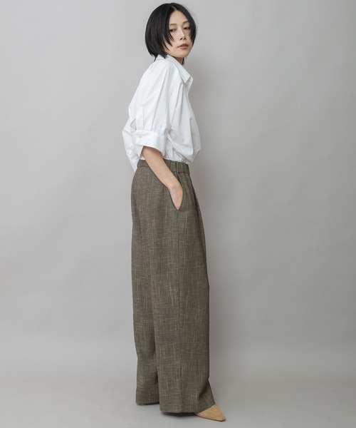 Munich（ミューニック）の「【吸水・速乾性】ポリエステルレーヨンカラミ織りワイドパンツ（その他パンツ・レディース・ブラック/ベージュ/ブラウン・S/M）」の8枚目の写真