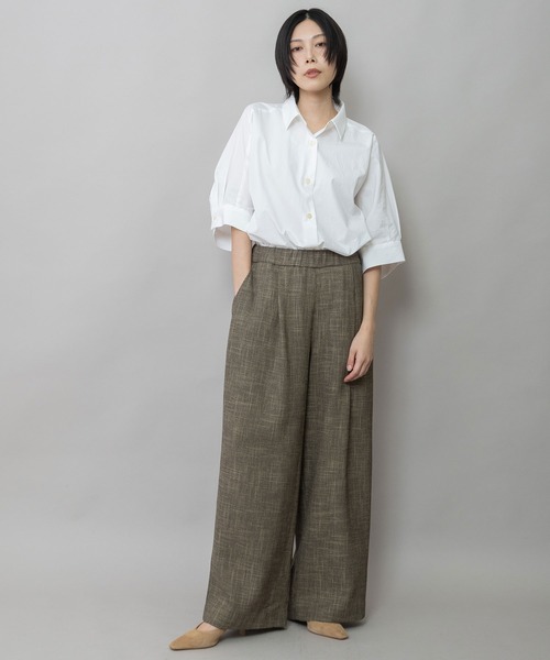 Munich（ミューニック）の「【吸水・速乾性】ポリエステルレーヨンカラミ織りワイドパンツ（その他パンツ・レディース・ブラック/ベージュ/ブラウン・S/M）」の9枚目の写真