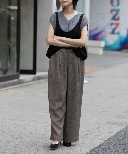 Munich（ミューニック）の「【吸水・速乾性】ポリエステルレーヨンカラミ織りワイドパンツ（その他パンツ・レディース・ブラック/ベージュ/ブラウン・S/M）」の17枚目の写真