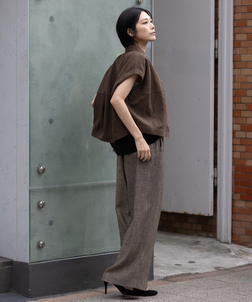 Munich（ミューニック）の「【吸水・速乾性】ポリエステルレーヨンカラミ織りワイドパンツ（その他パンツ・レディース・ブラック/ベージュ/ブラウン・S/M）」の18枚目の写真