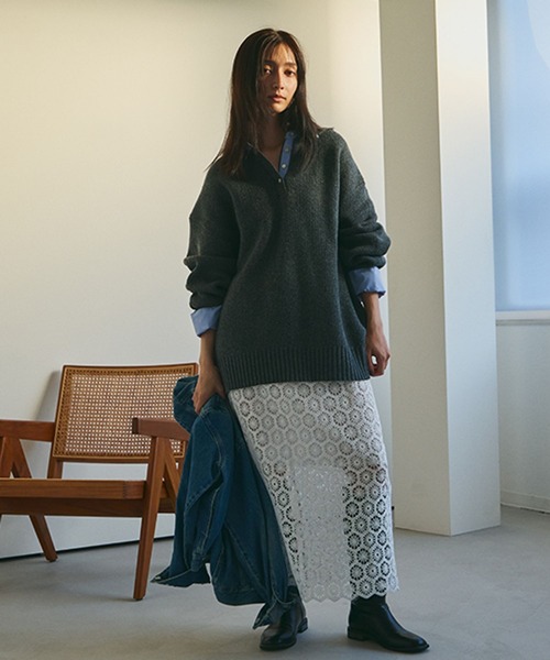 studio CLIP(スタディオクリップ)の「《ウタオ》セパレートレーススカート(スカート・レディース・オフホワイト/ブラック・FREE)」の3枚目の写真