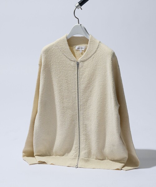 ABAHOUSE（アバハウス）の「コットンブークレー ダブルZIP ニットブルゾン / クルーカーディガン（カーディガン/ボレロ・メンズ・ブラック/オフホワイト/ブラウン・48/46）」の2枚目の写真