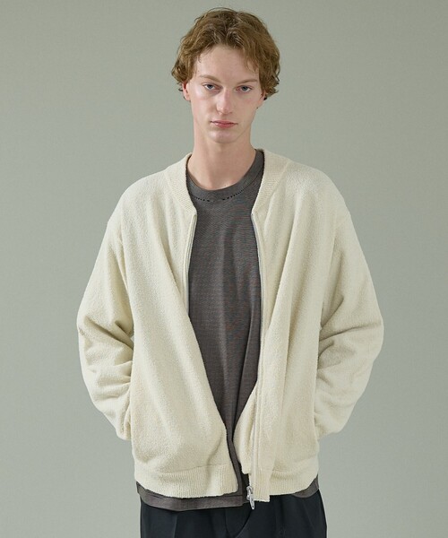 ABAHOUSE（アバハウス）の「コットンブークレー ダブルZIP ニットブルゾン / クルーカーディガン（カーディガン/ボレロ・メンズ・ブラック/オフホワイト/ブラウン・48/46）」の14枚目の写真