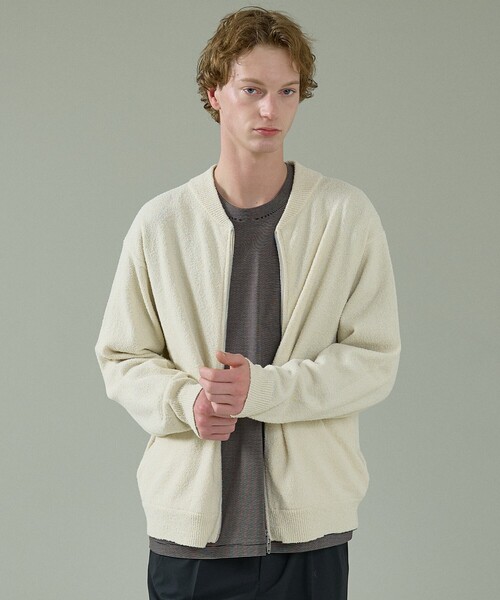 ABAHOUSE（アバハウス）の「コットンブークレー ダブルZIP ニットブルゾン / クルーカーディガン（カーディガン/ボレロ・メンズ・ブラック/オフホワイト/ブラウン・48/46）」の15枚目の写真