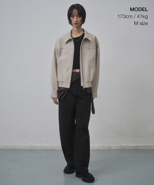 MUSINSA STANDARD WOMAN（ムシンサスタンダードウーマン）の「ウィメンズ シンセティックスエード ブルゾンジャケット [マッシュルーム]（ブルゾン・レディース・その他・LARGE/MEDIUM/X-SMALL/SMALL）」の7枚目の写真