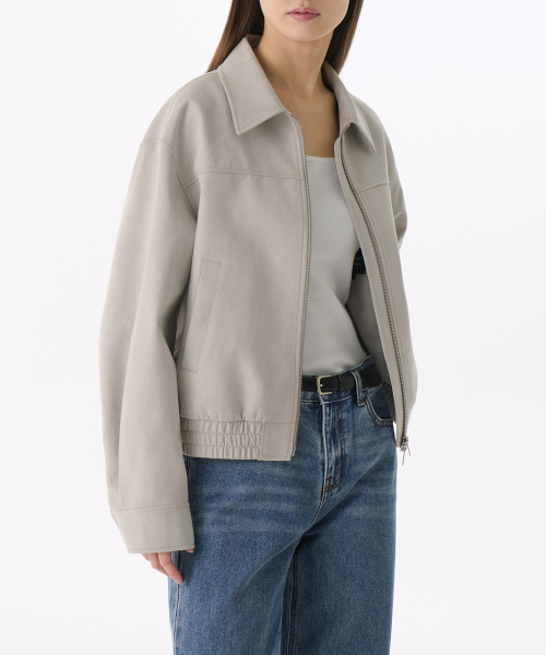 MUSINSA STANDARD WOMAN（ムシンサスタンダードウーマン）の「ウィメンズ シンセティックスエード ブルゾンジャケット [マッシュルーム]（ブルゾン・レディース・その他・LARGE/MEDIUM/X-SMALL/SMALL）」の6枚目の写真