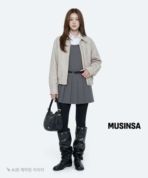 MUSINSA STANDARD WOMAN（ムシンサスタンダードウーマン）の「ウィメンズ シンセティックスエード ブルゾンジャケット [マッシュルーム]（ブルゾン・レディース・その他・LARGE/MEDIUM/X-SMALL/SMALL）」の9枚目の写真