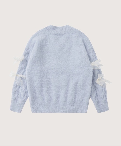 LA POMME petit(ラポミ・プチ)の「Mesh Ribbon Motif Sweater(ニット/セーター・レディース・ブルー/ブラック/レッド・MEDIUM/SMALL/X-LARGE/LARGE)」の4枚目の写真