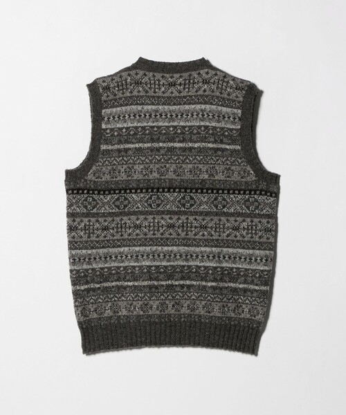 Jamieson's of Shetland（ジャミーソンズオブシェトランド）の「＜Jamieson`s＞フェアアイル Vネックベスト（ニット/セーター・メンズ・グレー系/オリーブ・42/40）」の3枚目の写真