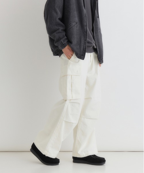 BACK NUMBER（バックナンバー）の「【BACK NUMBER】コットンツイルカーゴパンツ (古着風/ワイドシルエット/アクティブスタイル)（カーゴパンツ・メンズ・ブラック/オリーブ/ホワイト・L/M/S/XL）」の14枚目の写真