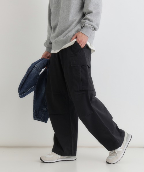 BACK NUMBER（バックナンバー）の「【BACK NUMBER】コットンツイルカーゴパンツ (古着風/ワイドシルエット/アクティブスタイル)（カーゴパンツ・メンズ・ブラック/オリーブ/ホワイト・L/M/S/XL）」の19枚目の写真