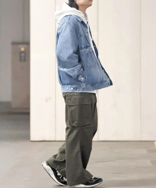 BACK NUMBER（バックナンバー）の「【BACK NUMBER】コットンツイルカーゴパンツ (古着風/ワイドシルエット/アクティブスタイル)（カーゴパンツ・メンズ・ブラック/オリーブ/ホワイト・L/M/S/XL）」の12枚目の写真