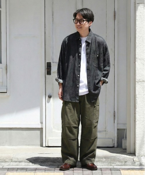 BACK NUMBER（バックナンバー）の「【BACK NUMBER】コットンツイルカーゴパンツ (古着風/ワイドシルエット/アクティブスタイル)（カーゴパンツ・メンズ・ブラック/オリーブ/ホワイト・L/M/S/XL）」の8枚目の写真