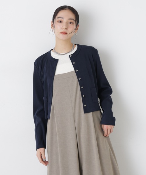 NANO universe（ナノユニバース）の「強撚コットンコンパクトカーディガン（カーディガン/ボレロ・レディース・ホワイト/ネイビー/ライトピンク・FREE）」の3枚目の写真