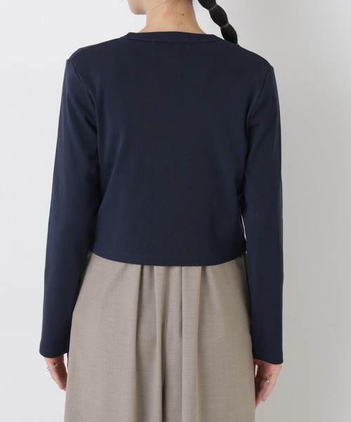 NANO universe（ナノユニバース）の「強撚コットンコンパクトカーディガン（カーディガン/ボレロ・レディース・ホワイト/ネイビー/ライトピンク・FREE）」の6枚目の写真