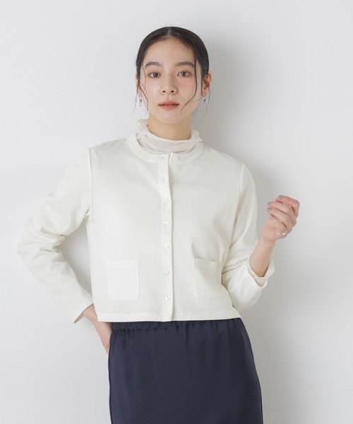 NANO universe（ナノユニバース）の「強撚コットンコンパクトカーディガン（カーディガン/ボレロ・レディース・ホワイト/ネイビー/ライトピンク・FREE）」の16枚目の写真