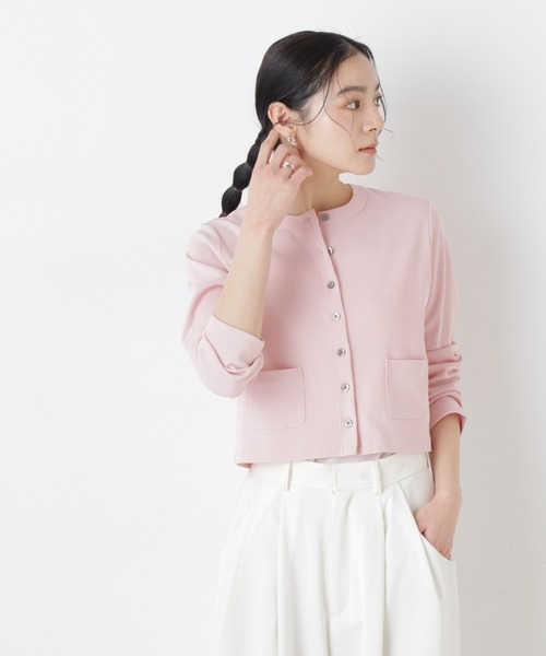 NANO universe（ナノユニバース）の「強撚コットンコンパクトカーディガン（カーディガン/ボレロ・レディース・ホワイト/ネイビー/ライトピンク・FREE）」の4枚目の写真